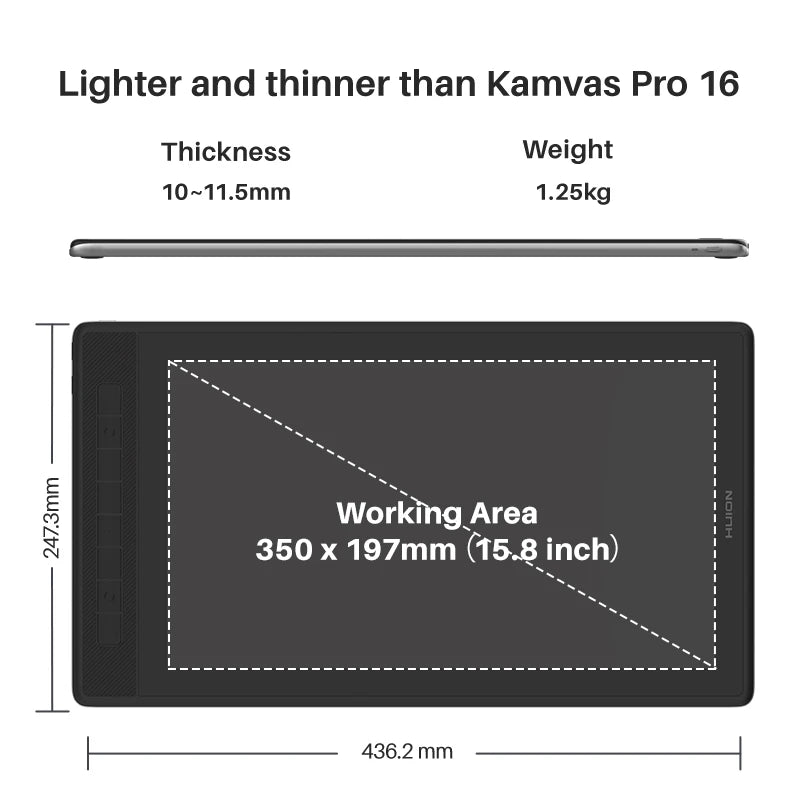 Pro 16 2.5K Drawing Monitor 145% sRGB QHD Screen Tablet 15.8 Inch Full Laminated No Battery Pen