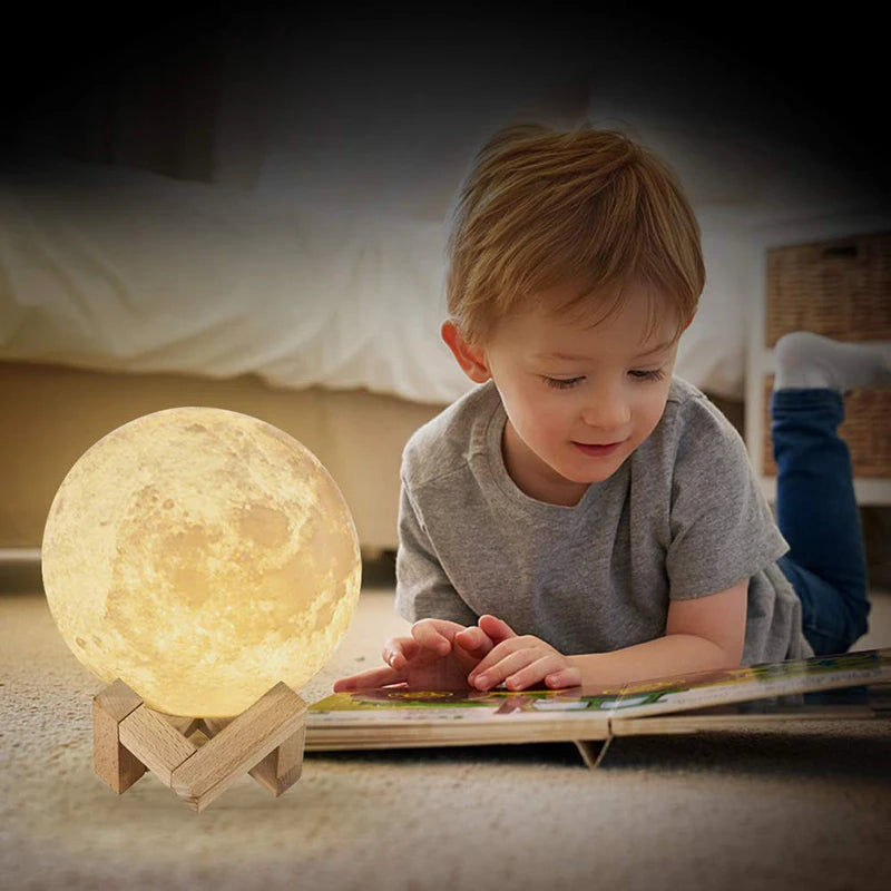 T20 LED Night Light 3D Print Moon Lamp Rechargeable Color Change 3D Light Touch Moon Lamp Children's Lights Night Lamp for Home