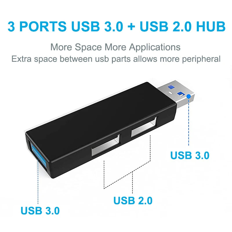 Hub Usb Splitter One 3.0 And Two 2.0 Fast Adapter Multi USB 3 Port Extensor: Macbook, Laptop PC