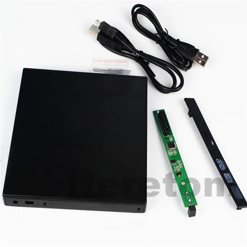 12.7mm USB 2.0 DVD/CD-ROM Case, IDE/ PATA to SATA External Optical Drive Enclosure For Laptop