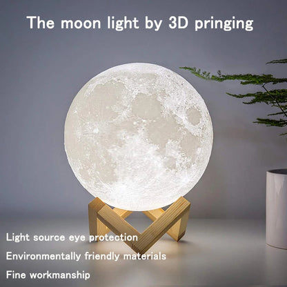 T20 LED Night Light 3D Print Moon Lamp Rechargeable Color Change 3D Light Touch Moon Lamp Children's Lights Night Lamp for Home