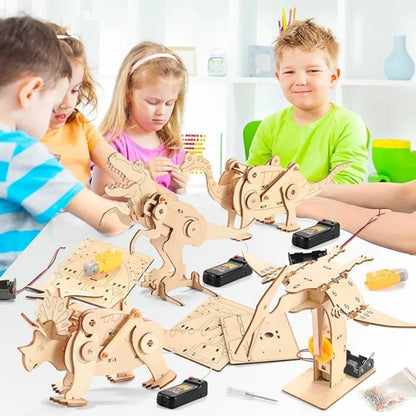 Dinosaur STEM Kit Toys for Kids, 3D Wooden Puzzle Model Robot Model Kit, DIY Educational Science Building STEM Projects