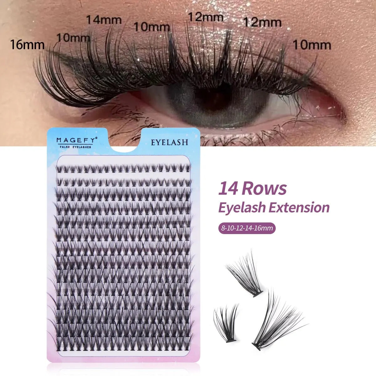 280 Pcs Cluster Lashes 40P 30P Fishtail Type Grafted Eyelashes 8~16mm Natural Vivid Lashes Extensions