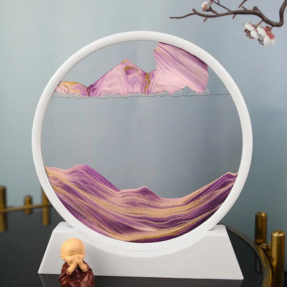 3D Moving Sand Art Picture Round Glass Deep Sea Sandscape Hourglass Quicksand