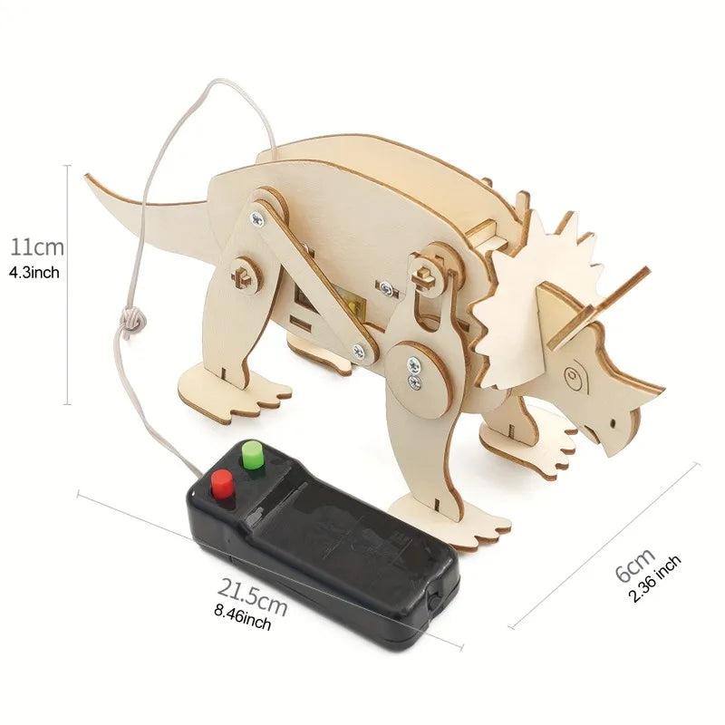 Dinosaur STEM Kit Toys for Kids, 3D Wooden Puzzle Model Robot Model Kit, DIY Educational Science Building STEM Projects