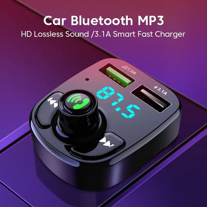 LED MP3 Car Bluetooth FM Hands-Free Bluetooth-compaitable 5.0 Transmitter 3.1A QC3.0 PD Type C Dual USB Car Charger