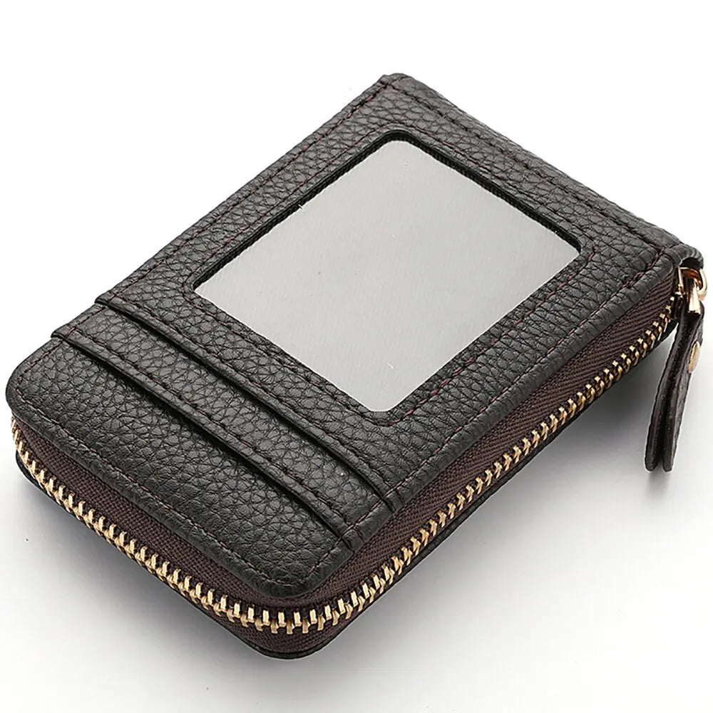 Pu Leather Zipper Short Mini Wallet Women Id Bank Card Holder