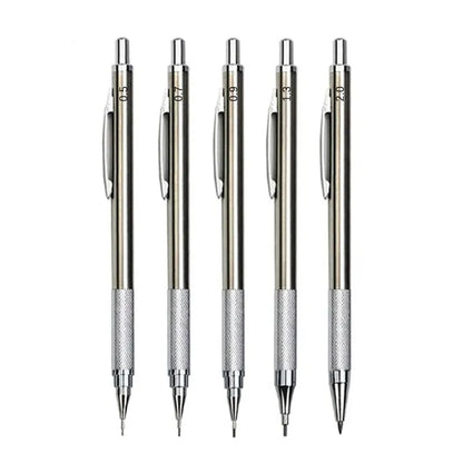 Metal Mechanical Pencil Set 0.5 0.7 0.9 1.3 2.0mm Art Drawing Auto Pencil with Leads Office School Supplies