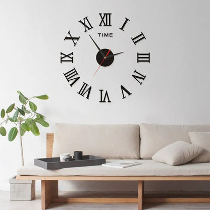 3D Acrylic Adhesive Digital Wall Clock Roman Numerals Design Mirror Wall Clock Large Fashion DIY