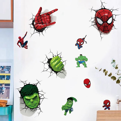 3D superhero spider wallpaper stickers for children's rooms, self-adhesive wall Vinyl Stickers