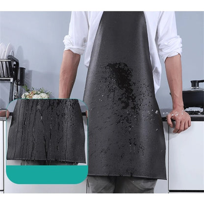 PVC Leather Apron Waterproof Oilproof Heavy Duty Apron: Kitchen Cleaner Thermal Insulation Wear Electric Welding