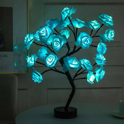 24 Head Rose Flower Tree Lamp Table/Desk Light USB Plug Wedding Gift