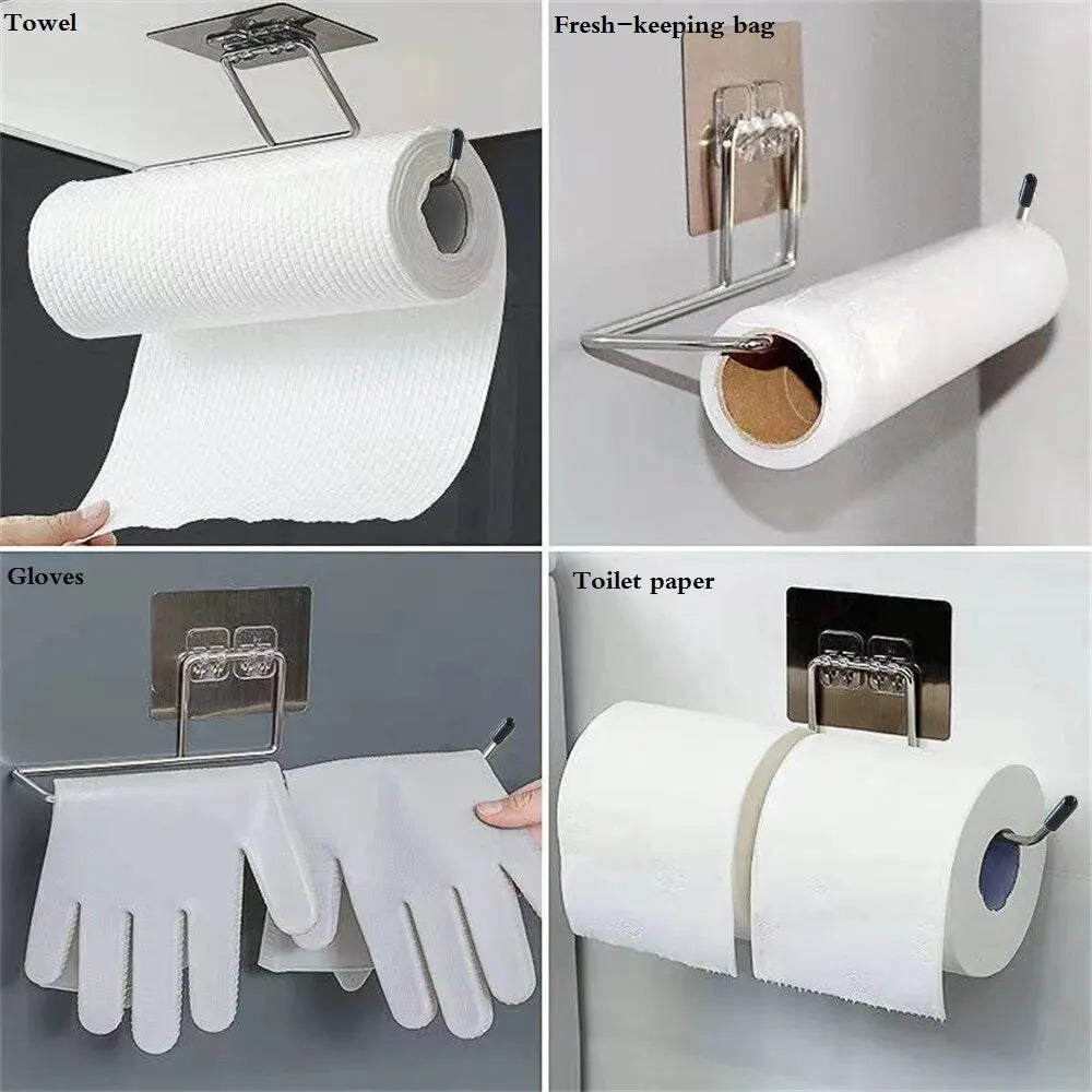 2PCS Kitchen Paper Towel Holder Adhesive Rack