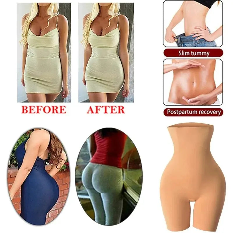 Women's High Waist Flat Angle Shaper Pants Postpartum Buttocks Lift Body Shaping Shorts Waist Trainer