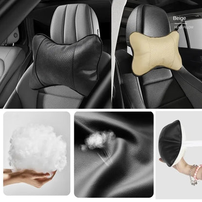 Car Neck Pillow Pu Leather 1pcs For Head Pain Relief