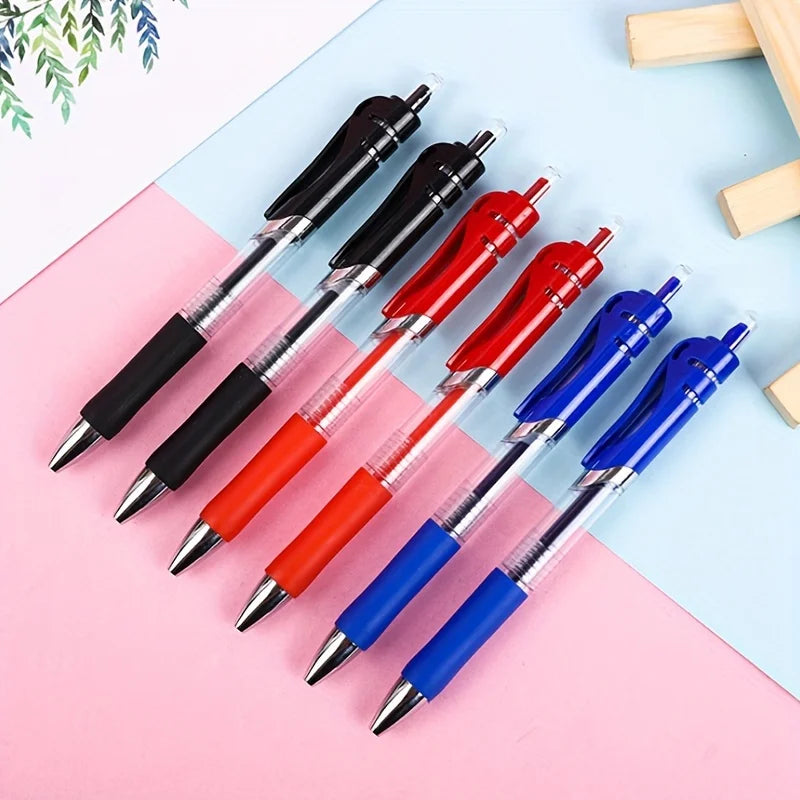 8pcs/set 0.5mm Retractable Gel Pen, Black/Red/Blue Ink Ballpoint for Office/School