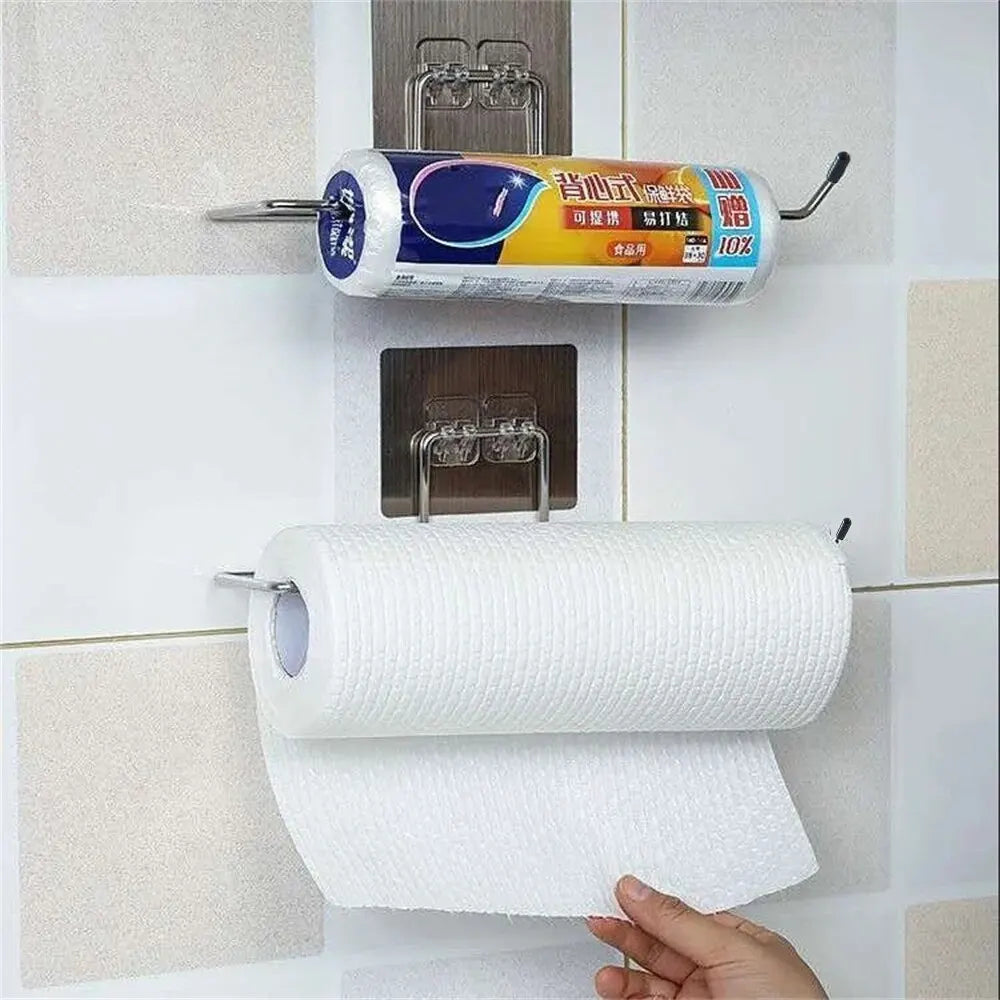 2PCS Kitchen Paper Towel Holder Adhesive Rack