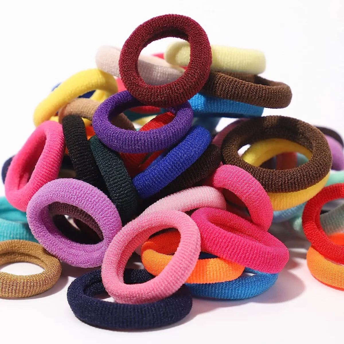 300Pcs Colorful Nylon Elastic Scrunchies Kids Hair Accessories