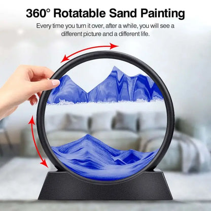 3D Moving Sand Art Picture Round Glass Deep Sea Sandscape Hourglass Quicksand