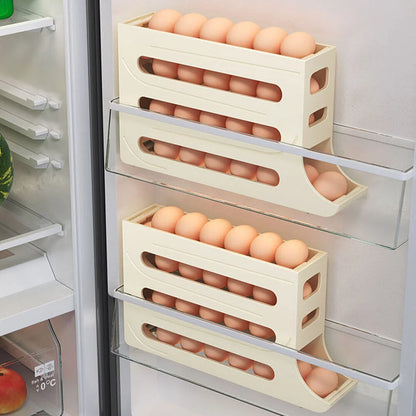 Automatic Scrolling Egg Rack Holder Storage Box Container/Organizer Rolldown Refrigerator Egg Dispenser