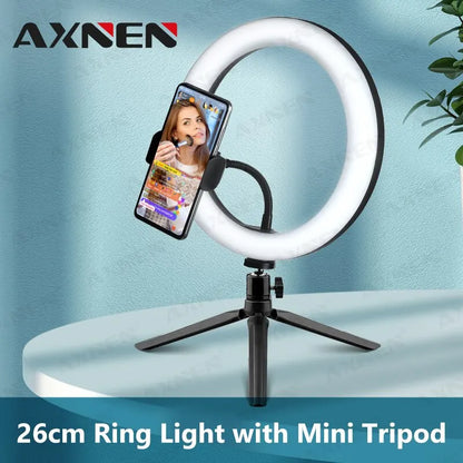 26cm 10inch Led Selfie Ring Light Round Ring Lamp with Phone Holder Photography Fill Lighting with Tripod for Youtube Live Video