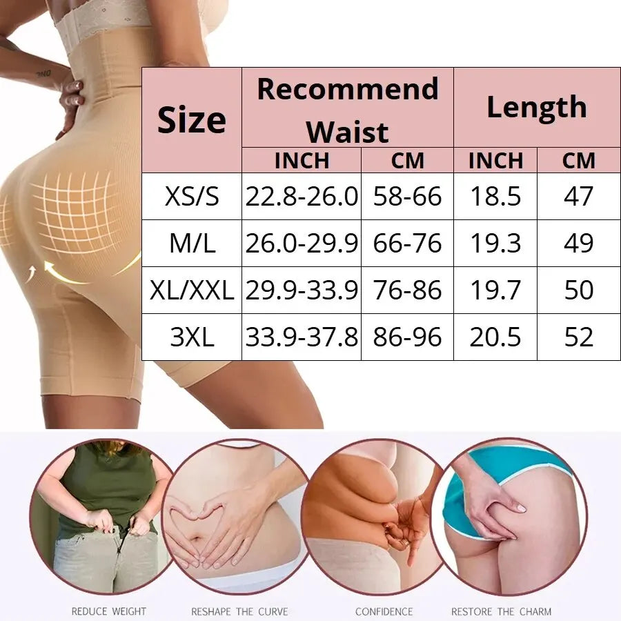 Women's High Waist Flat Angle Shaper Pants Postpartum Buttocks Lift Body Shaping Shorts Waist Trainer