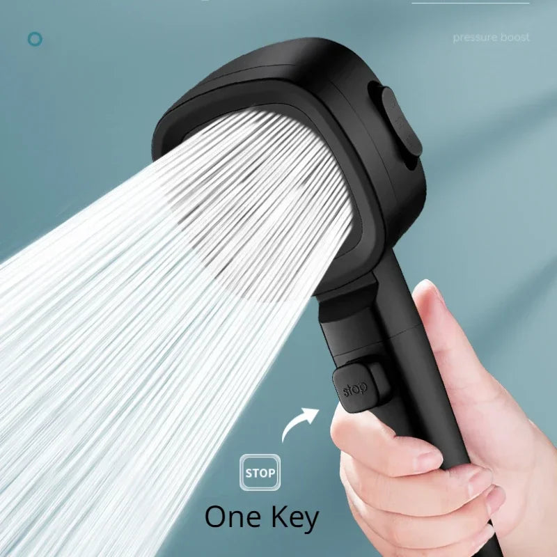 High Pressure 3 Mode Water Saving 3 Modes Shower Head Adjustable One-Key Water Stop