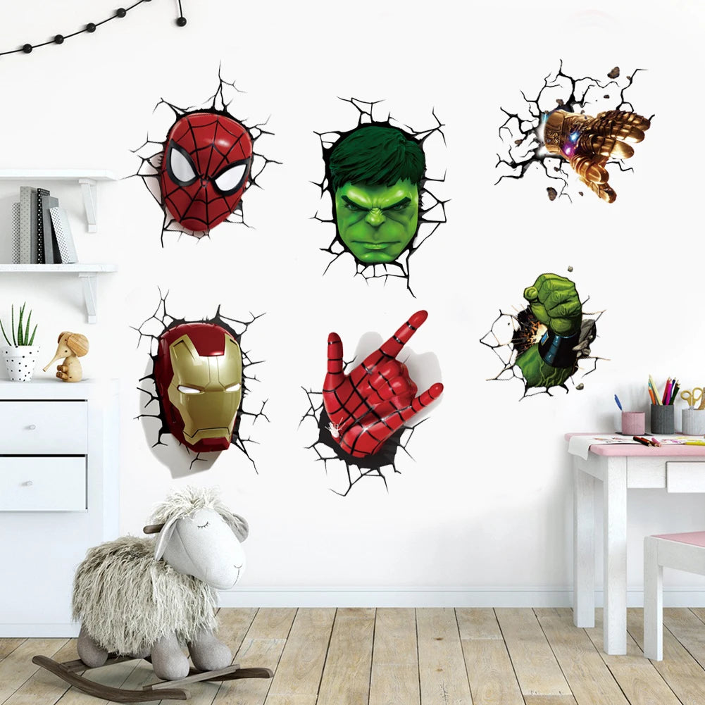 3D superhero spider wallpaper stickers for children's rooms, self-adhesive wall Vinyl Stickers