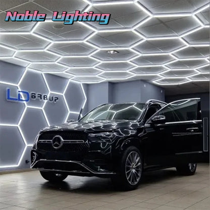 2 Years Warr Honeycomb LED Car Detailing Ceiling Light Custom 5x12M Hexagon Light for Car Showroom