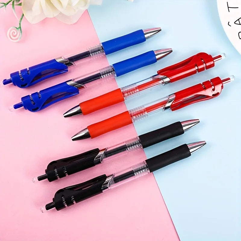 8pcs/set 0.5mm Retractable Gel Pen, Black/Red/Blue Ink Ballpoint for Office/School