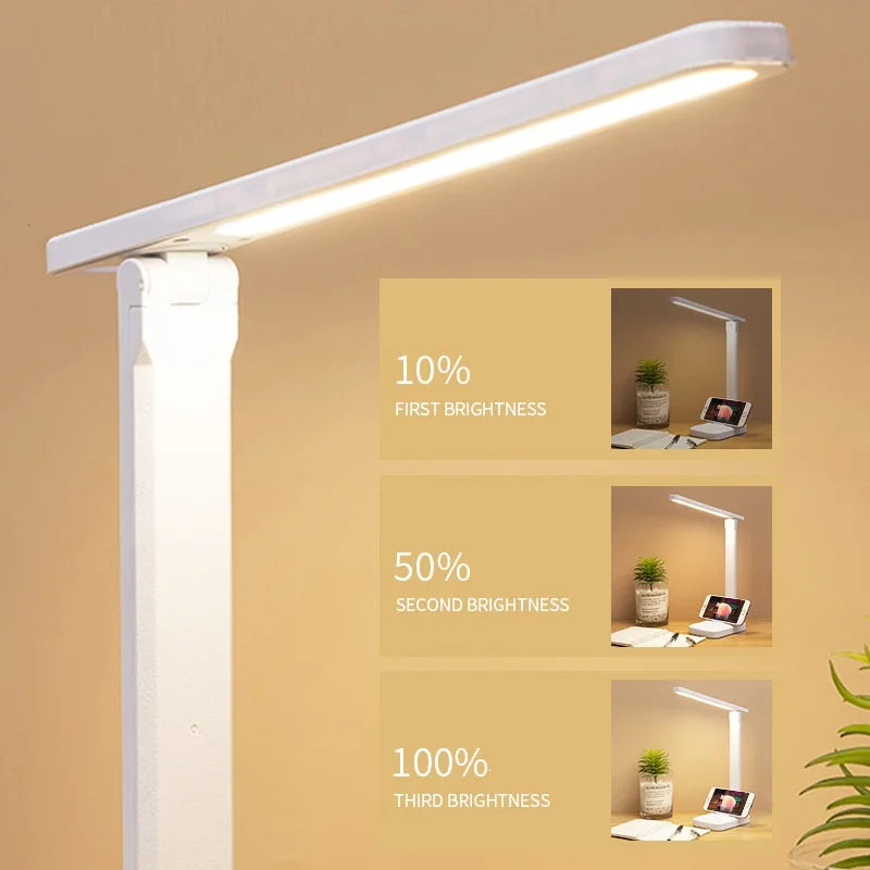 4800mAh USB Touch Dimmable Folding LED Table Lamp Eye Protection 3 Colors USB Rechargeable