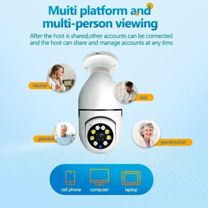 Wifi 5MP HD E27 Bulb Surveillance Cam Indoor 4X Digital Zoom AI Human Detect Full Color Night Vision Wireless Cam