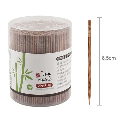 800Pcs Disposable Carbonized Bamboo Wooden Toothpicks Single-Head Cocktail Picks with Dispenser