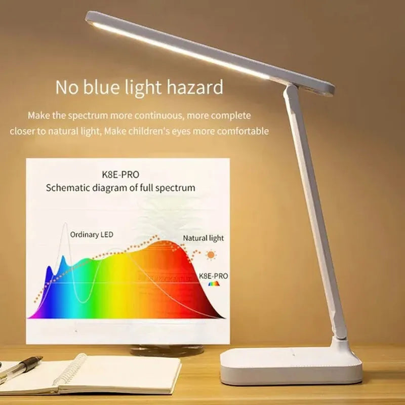 Folding Table Lamp Eye Protection 3 Color Dimmable Touch LED Lamp 360° Flexible Desk Light Bedside Reading Lamp USB Rechargeable