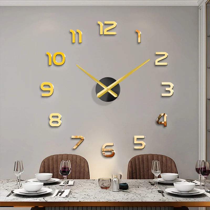 Fashion 3D big size wall clock mirror sticker DIY Living/Family Room decor