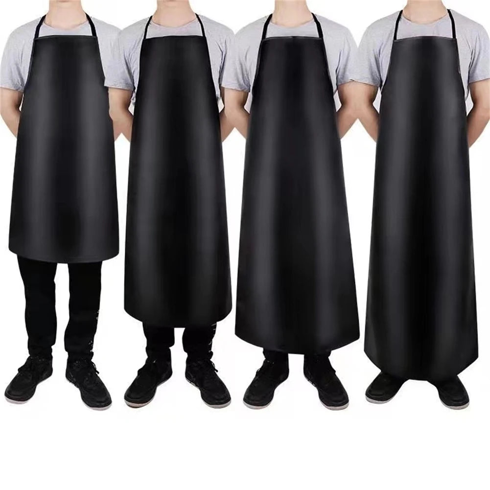 PVC Leather Apron Waterproof Oilproof Heavy Duty Apron: Kitchen Cleaner Thermal Insulation Wear Electric Welding