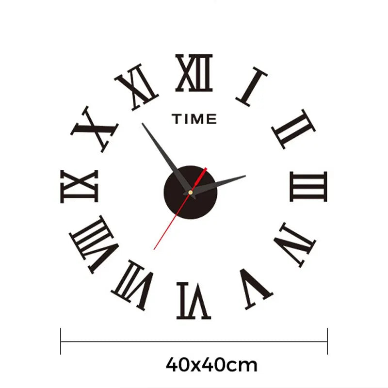 3D Acrylic Adhesive Digital Wall Clock Roman Numerals Design Mirror Wall Clock Large Fashion DIY