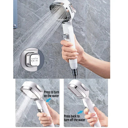 High Pressure 3 Mode Water Saving 3 Modes Shower Head Adjustable One-Key Water Stop