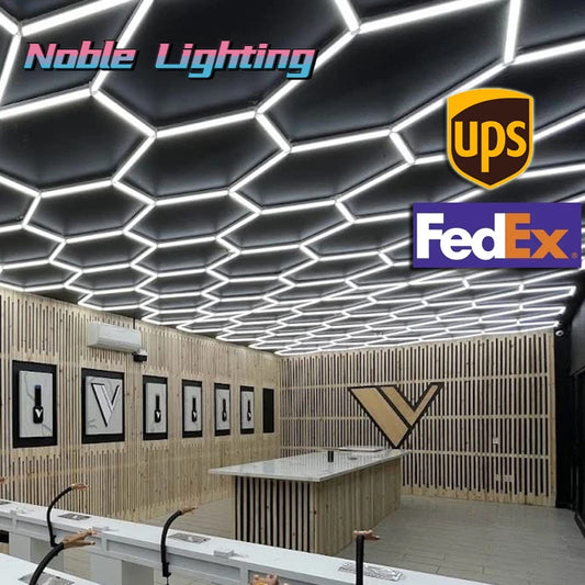 2 Years Warr Honeycomb LED Car Detailing Ceiling Light Custom 5x12M Hexagon Light for Car Showroom