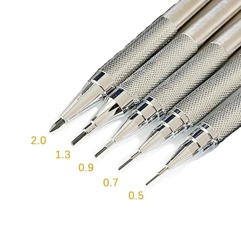 Metal Mechanical Pencil Set 0.5 0.7 0.9 1.3 2.0mm Art Drawing Auto Pencil with Leads Office School Supplies