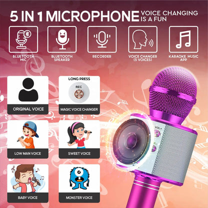 Karaoke Wireless Microphone/Speaker for Kids,Home Party Singing