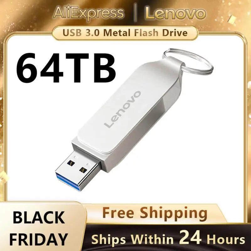 Lenovo USB 3.0 Flash Drive 64TB 32TB Pendrive USB3.1 With 120MB/S Read Speed 16TB Memory U Stick Waterproof 4TB 8TB Pen Drive