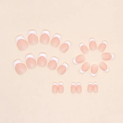 24 PCs Short French Minimalist Nails with 1 Jelly & 1 Nail File