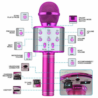 Karaoke Wireless Microphone/Speaker for Kids,Home Party Singing