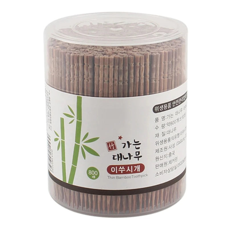 800Pcs Disposable Carbonized Bamboo Wooden Toothpicks Single-Head Cocktail Picks with Dispenser