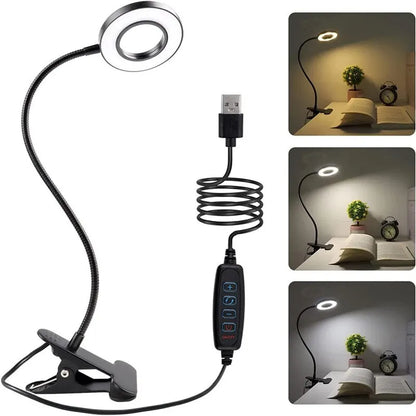 48 LEDs Desk Lamp 3 Brigthness Level Clip USB Book Light Bedside 360° Flexible Eye Protection Gooseneck