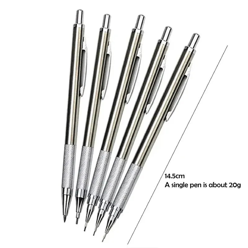 Metal Mechanical Pencil Set 0.5 0.7 0.9 1.3 2.0mm Art Drawing Auto Pencil with Leads Office School Supplies