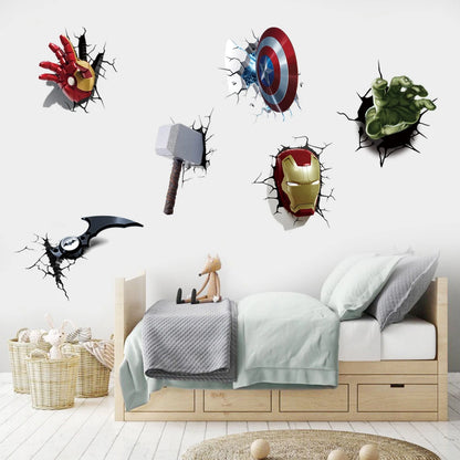 3D superhero spider wallpaper stickers for children's rooms, self-adhesive wall Vinyl Stickers