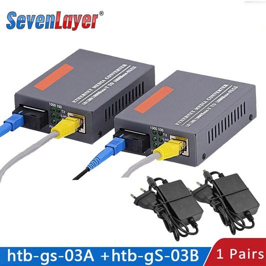 Gigabit Fiber Optical Media Converter HTB-GS-03 A&B 1000Mbps Single Mode Single Fiber SC Port External Power Supply