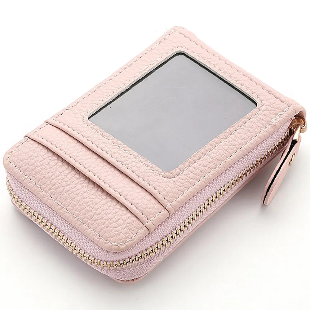 Pu Leather Zipper Short Mini Wallet Women Id Bank Card Holder